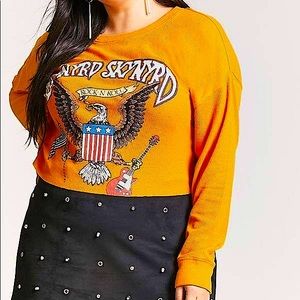 Plus Size Forever 21 Crop Top Waffle Knit Lenard Skynyrd Band Graphic Tee